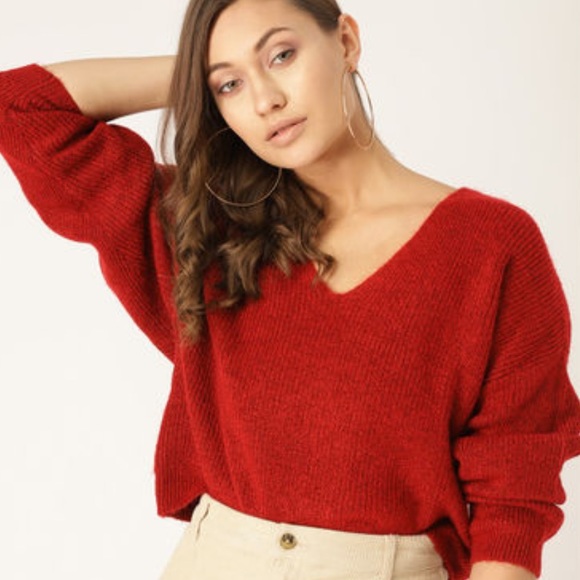 womens oversized red sweater